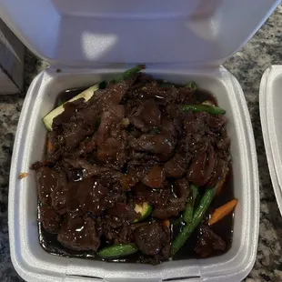 BBQ Stir Fry Beef - 9/10  - not gummy texture, very tender and flavorful