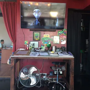 View from sitting in the tattoo chair
