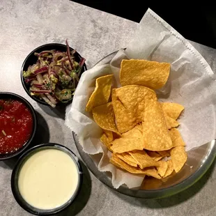 All meals come with queso and chips and salsa