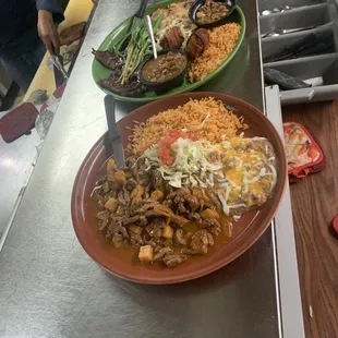 Steak chicana and Mexican trio