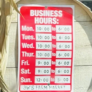 Biz hours (Sept 2022)