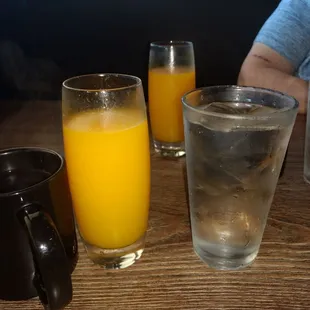 Fresh squeezed orange juice and coffee.