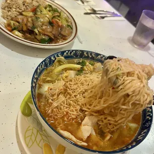 Chix Noodle soup &amp; egg foo young