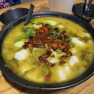 N2 sour cabbage fish spicy noodle soup