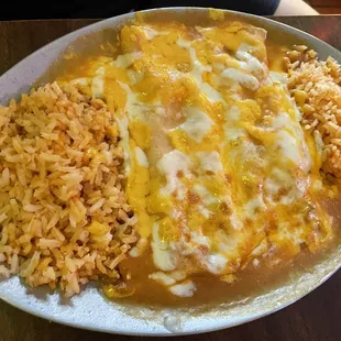 Cheese enchilada plate, double rice