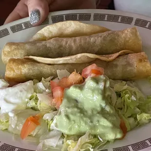 Beef taquitos with Elva's yummy guacamole!
