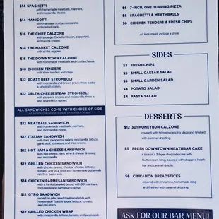 the menu for the kids's menu