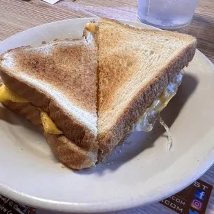 Breakfast egg and cheese sandwich.