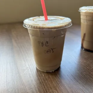 two cups of coffee on a table