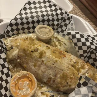 Green Chile Burrito with added sauces