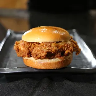 a chicken sandwich on a bun