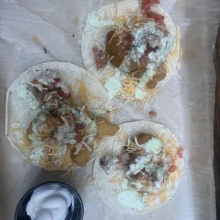 unappealing crusty shrimp tacos