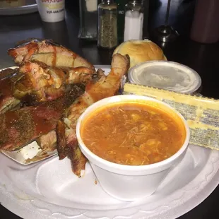 Ribs, Brunswick Stew, and Banana Pudding.