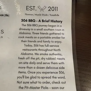 menu