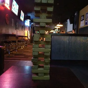 a stack of pizzas in a restaurant