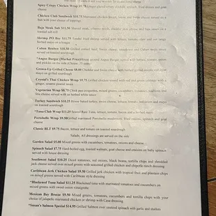 a menu on a table