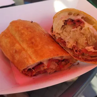 Reuben roll. Crispy fried outside!