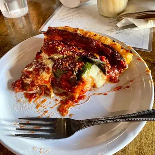 Spinach and Mushroom Deep Dish Pizza