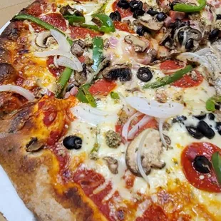 We ate half of the pizza  and then I took the picture   Pizza was great! The staff is even better.