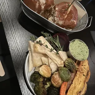 Sliders and grilled veggies