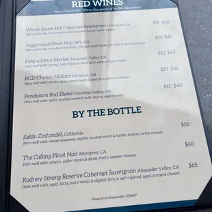 Wine Menu