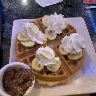 Belgian waffle with bananas and Nutella :)