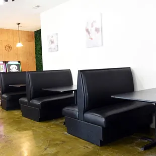 a row of booth seating