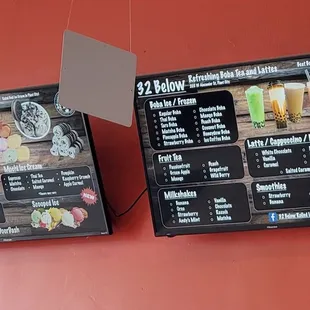 a menu and a menu board