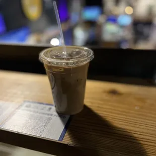 Iced mocha with oat milk