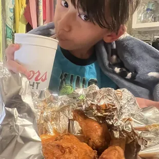 Happy kid dank wings!