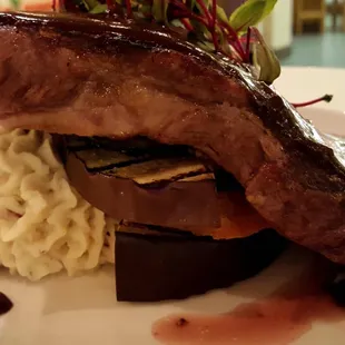 $27 rib-eye steak with vino reduction sauce