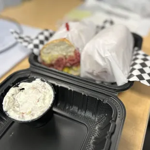 Hot Pastrami and potato salad