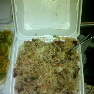 House fried rice with extra BBQ pork...well, at least they charged Extra for more pork but I don&apos;t think they added any more....