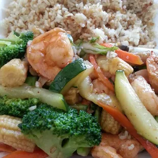 Mixed vegetables and shrimp