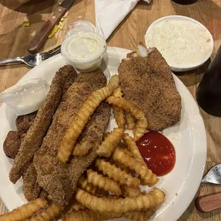 Fish &amp; Chips w Fries and Slaw
