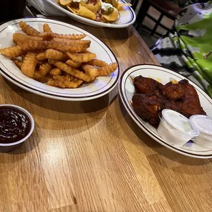 Wings, Fries, and Chicken Nachos