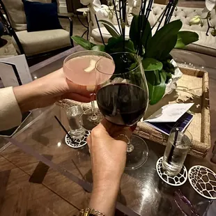 Handcrafted cocktail and Cabernet