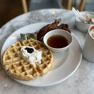 Waffle, bacon, coffee - all pretty meh