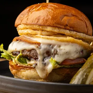 a cheeseburger and fries