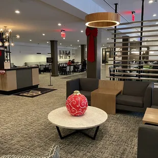 lounge area with christmas decorations