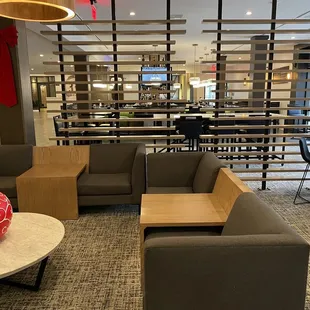 the seating area of a restaurant
