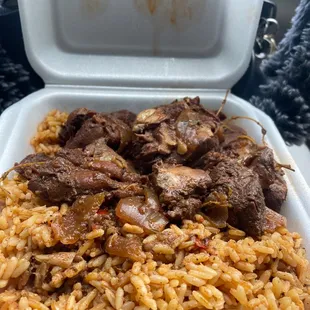 stew chicken and yellow rice