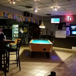 Pool table and jukebox