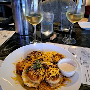 Smoked gouda and potato pierogies