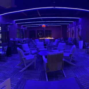 lounge area at night