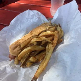 Chicago dog with fries