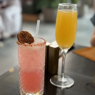 Pomegranate margarita and pineapple mimosa