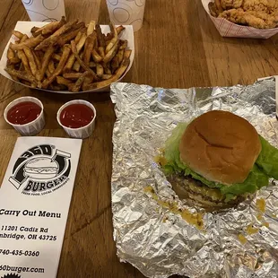 Double cheeseburger with fries