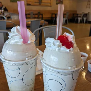 Richly delicious milkshakes!! I loved my Peanut Butter one and my husband enjoyed his hot fudge milkshake! The shake straws were perfect!