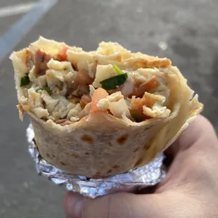 Potato and chicken apple sausage breakfast burrito